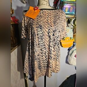 Doublju Blouse Size Large Pink And Black Animal Print Asymmetrical